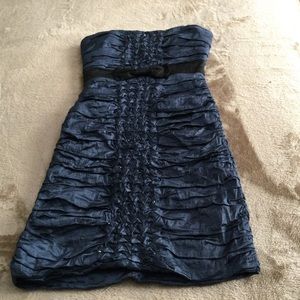 BCBG Maxazria Blue Strapless Cocktail Dress